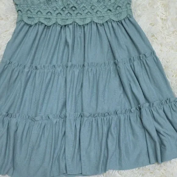 Zenana Outfitters Blue Green Tiered Sundress - Picture 3 of 6